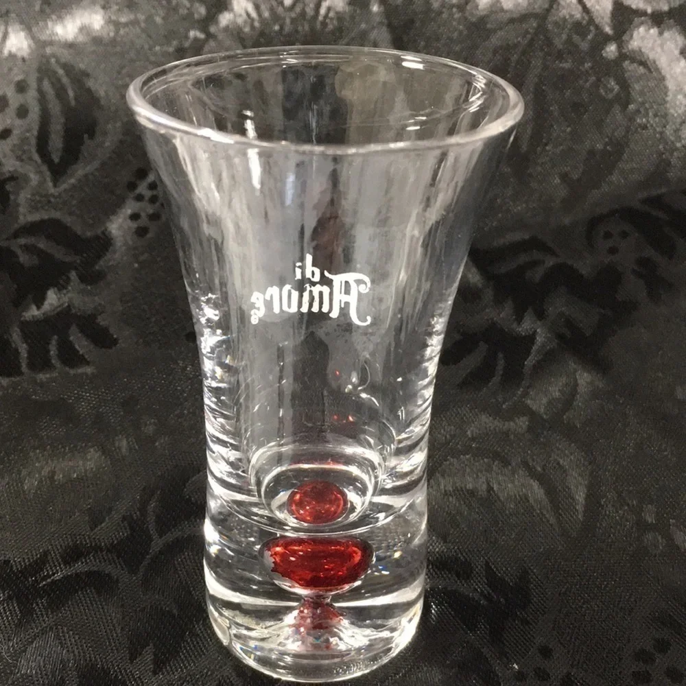 Vintage di Amore Red Bubble Bottom Shot Glass | 3.5” Fluted Cordial Shooter